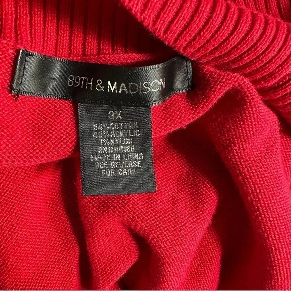89 & Madison 3X plus-size red open light weight cardigan‎ - Picture 4 of 5